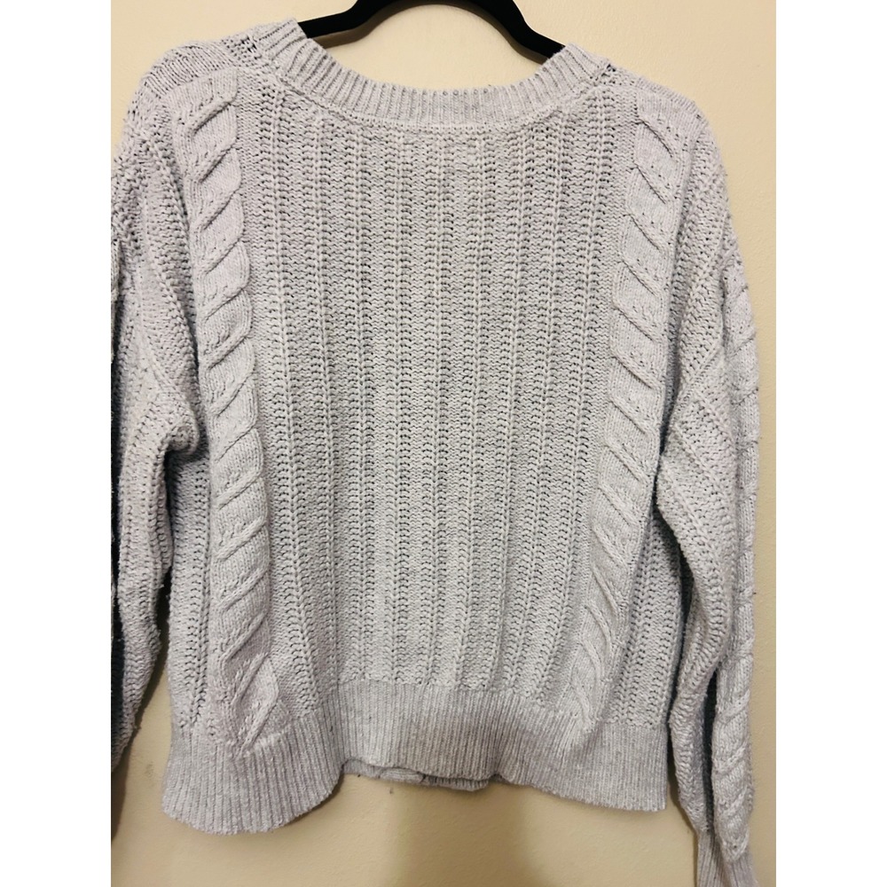Cupcakes Cashmere Cable Knit Cardigan Women Large Gray  V-Neck Button Front - Picture 7 of 9